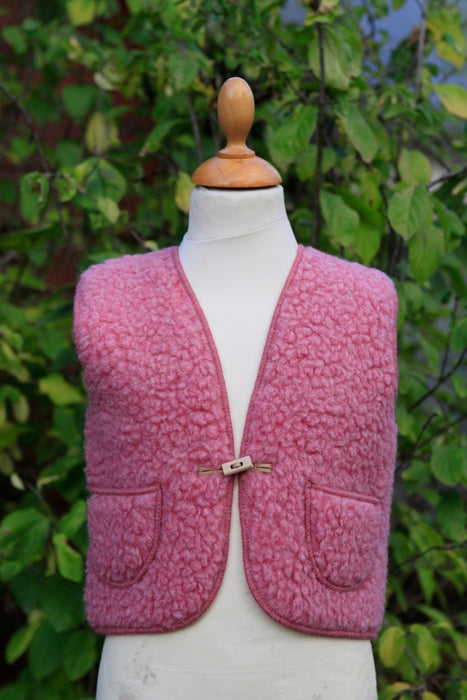 GILET ENFANT laine mérinos ROSE