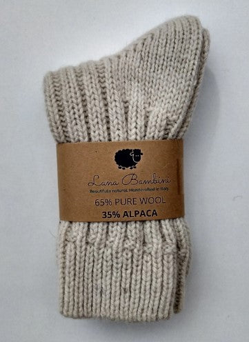 CHAUSSETTES laine et alpaga BEIGE