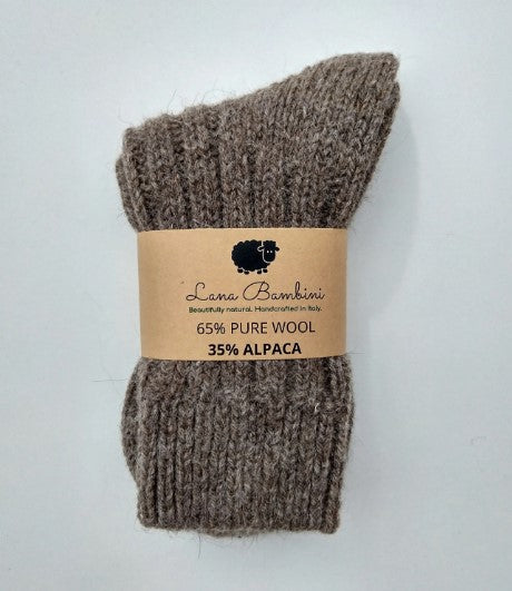 CHAUSSETTES laine et alpaga TABAC