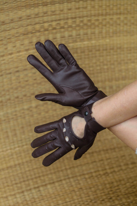 Gants en cuir  AVIATEUR marron