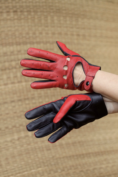 gants en cuir AVIATEUR rouge